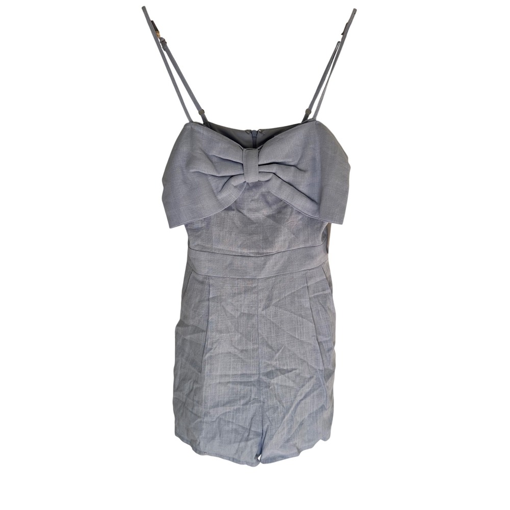 Altar'd State Skyway Blue Bow Front Linen Blend Romper FR239L XS NWT